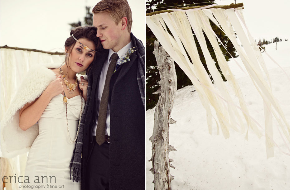 Winter Wedding Timberline lodge photography