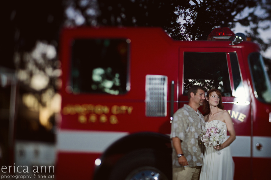 Backyard Hawaiian Wedding Photography Fire Engine