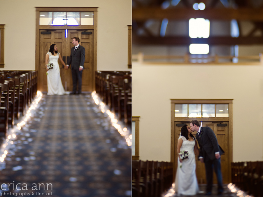 Abernethy Chapel Wedding Photographer kiss aisle
