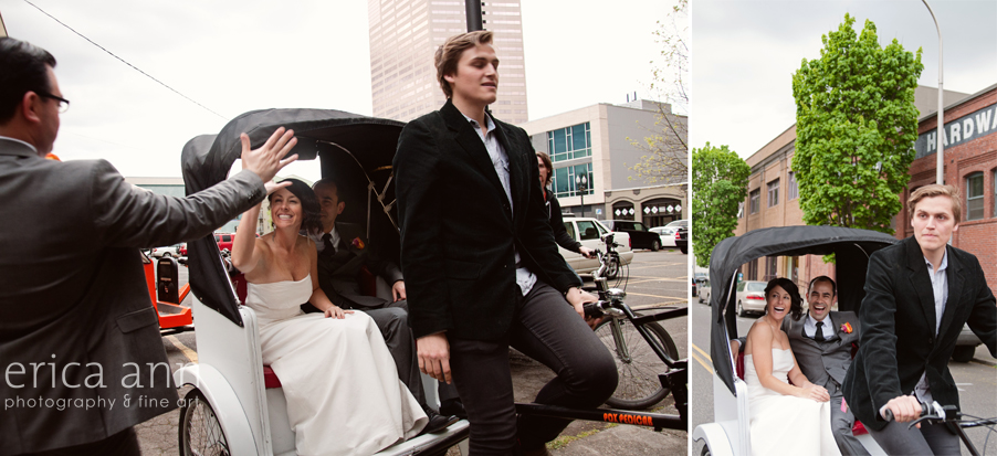 Downtown Portland PDX Pedicab Wedding Photography