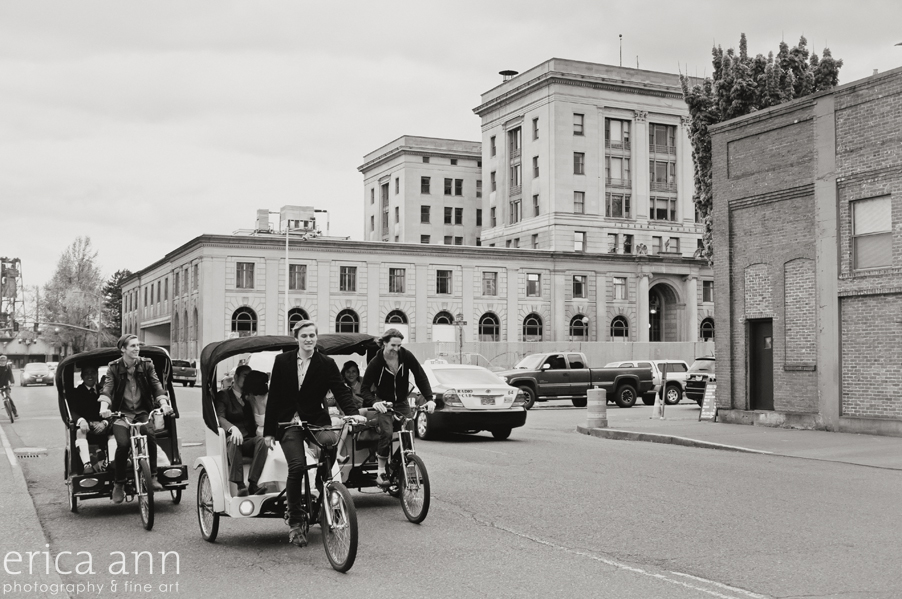 Downtown Portland PDX Pedicab Wedding Photography