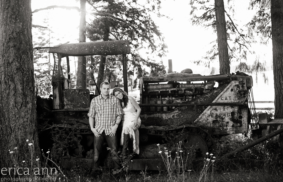 Portland Oregon Sunny Day Engagement Session Black and White Tractor