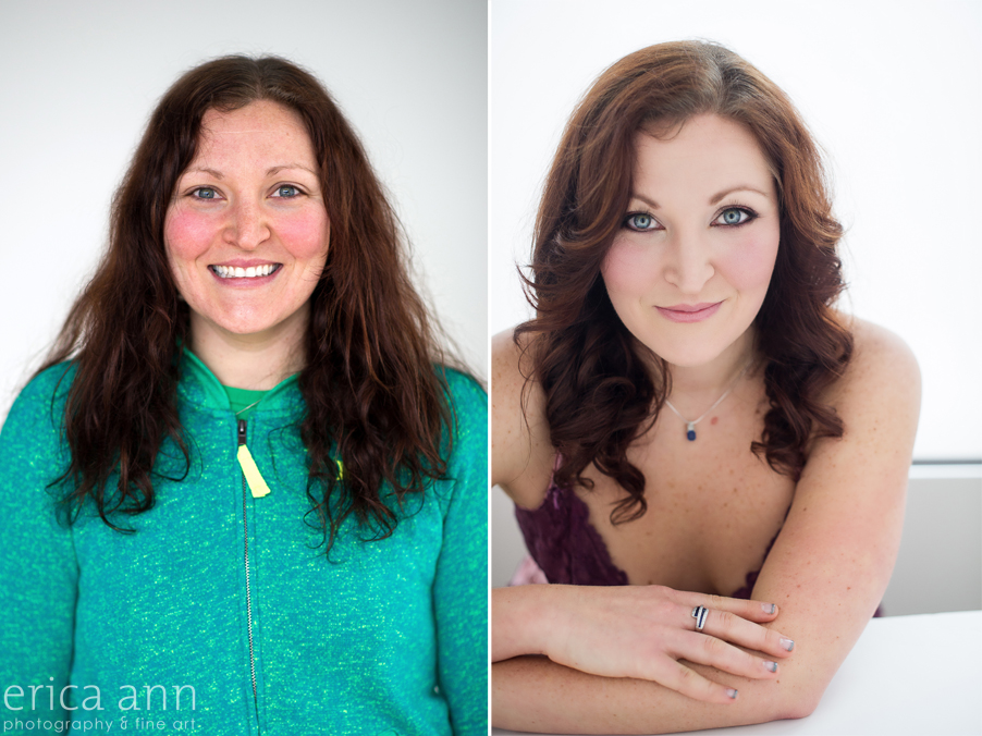 Before and After Boudoir Transformation Women's Portrait Studio