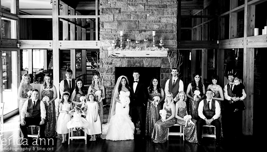 Broken Top Wedding Photos bridal party black and white