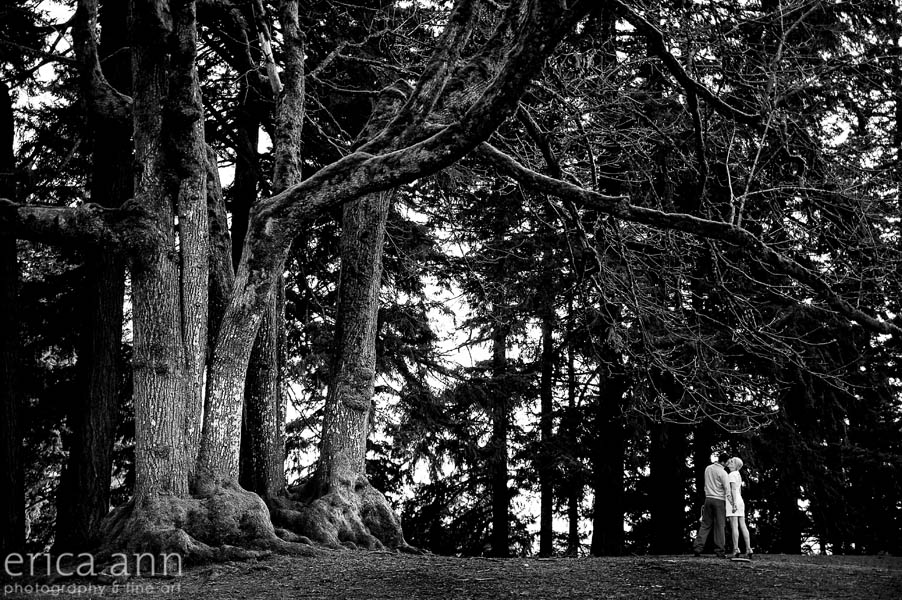 Mt Tabor Engagement Session black and white