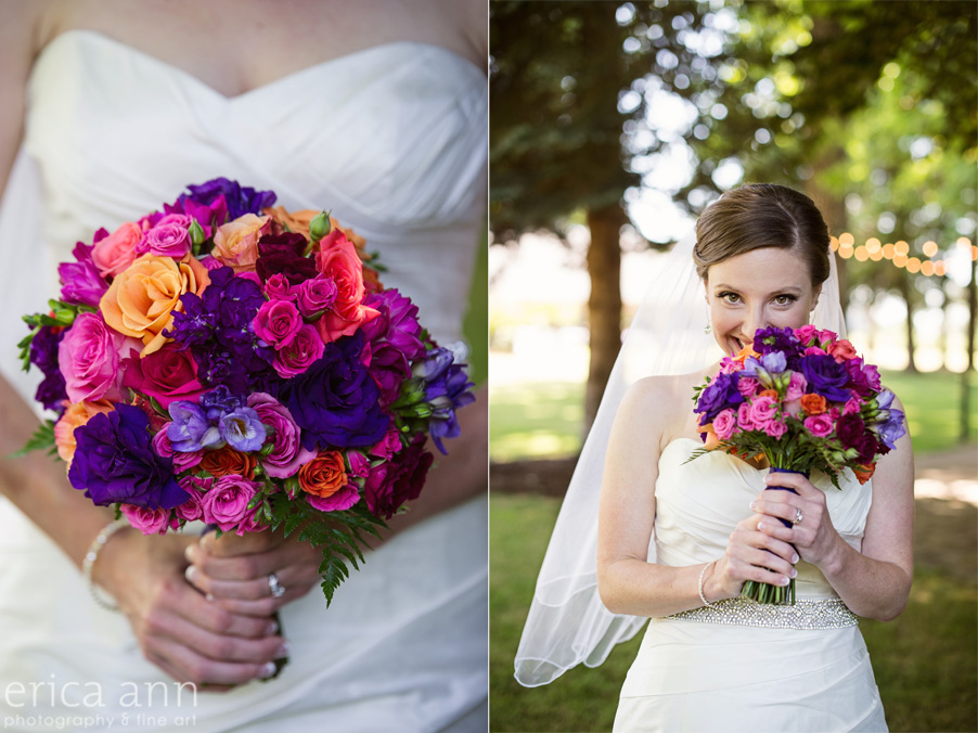 beautiful bridal bouquet purple pink orange